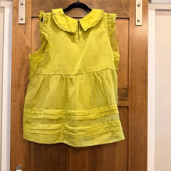 ANTHROPOLOGIE'S Maeve Peter Pan Collar Sheer Pintuck Babydoll Tank - Picture 8 of 9